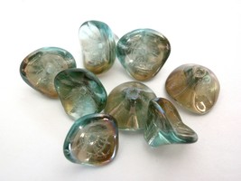 12 10 x 12 mm Czech Glass Three Petal Flower Beads: Aquamarine - Celsian - £1.73 GBP