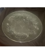Vtg 13&quot; Clear Glass Plate Etched Rabbit Bunny &amp; Berry Design Decorative ... - $9.89