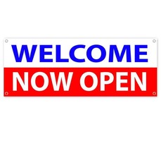 WELCOME NOW OPEN CLEARANCE BANNER Advertising Vinyl  Flag Sign INV - $19.22
