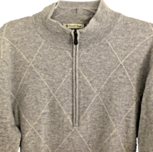 DONALD ROSS Lambswool 1/4 Zip Sweater Mens L Oxford Gray Argyle Golf Outdoor - £17.62 GBP