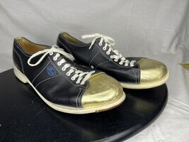 Linds Bowling Shoes Two Toned Leather Men’s Size 13 Black &amp; Gold - $651.74 MXN