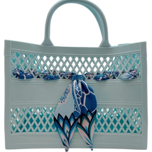 The Soleil Cutout Jelly Tote with Coordinating Scarf Light Blued - $48.51