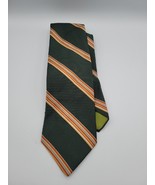 Men&#39;s Neck Tie Huntmaster by Resilo Hunter Green Brown/Tan Stripes Vintage - £13.29 GBP