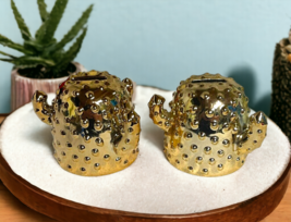 Pier One Imports Gold Cactus Bank Lot of 2 Set Paperweight Southwest 3.2... - $37.39
