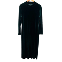 Vintage Dress.com Dress Large Green Velvet Maxi Mock Neck Long Sleeve Stretch L - £54.91 GBP