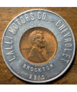1951 Brockton, Massachusetts MA Lalli Motors Co. Chevrolet Encased Cent ... - $27.89