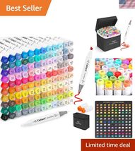 Alcohol Brush Markers, 121 Colors Dual Tip Artist Brush &amp; Chisel Tip Ske... - $90.50