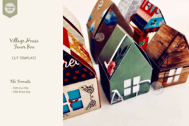 Village House Template Favor Box SVG PDF - $3.00