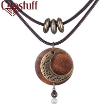 COOSTUFF Bohemian "I love you to the moon and back" Wood Necklace / Pendant - $14.99