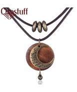 COOSTUFF Bohemian &quot;I love you to the moon and back&quot; Wood Necklace / Pendant - £11.76 GBP