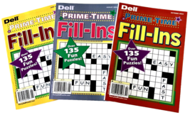 NEW Lot 3 Penny Press Dell Prime Time Fill In Puzzle Books Over 135 Puzzles Each - £8.66 GBP