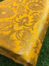 Indian Banarasi Brocade Fabric Yellow &amp; Gold Fabric Wedding Dress Fabric - NF306 - £5.89 GBP+