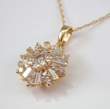 3 Ct Round Cut Real Moissanite Cluster Pendant Snowflake 14k Yellow Gold Plated - £165.81 GBP