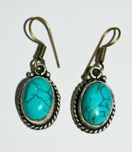 VINTAGE STERLING SILVER TURQUOISE EARRINGS - £23.29 GBP