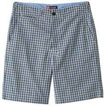 Mens Shorts Chaps Blue Plaid Flat Front Relaxed Twill $45 NEW-size 40 - £14.01 GBP
