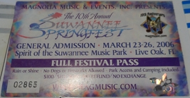 Suwanee Music Park Ticket Stub Collection 2000-06 MagnolliaFest Live Oak... - £15.55 GBP
