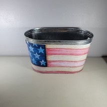 Galvanized Metal Tin Tub USA Flag 16.5 Inches Long, 9 Inches Wide, 9 Inc... - $14.32
