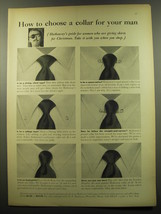 1959 Hathaway Shirts Ad - How to choose a collar for your man - $18.49