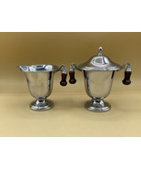 Faberware Art Deco Creamer and Sugar Chrome Brown Black Knobs Lenox Patt... - €15,39 EUR