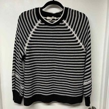 Ann Taylor LOFT Blak White Striped Pullover Sweater Crew Neck Size Large - £20.24 GBP