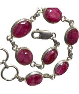 925 Sterling Silver Faceted Ruby Gemstone Handmade Bracelet 7”-7.5” - $1,581.29 MXN
