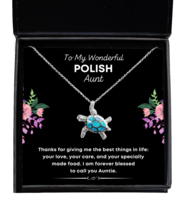 Polish Aunt Necklace Gifts - To My Wonderful Aunt - Turtle Pendant Jewelry  - £39.46 GBP