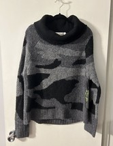 NWT Anthropologie RD Style Camo Sweater Size L Gray Black Cowl Neck MSRP $122 - £34.56 GBP