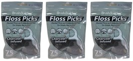 ( LOT 3 ) B.BUDDIES CharcoaLinfused Floss Picks 75-ct/pack= Total 225 Fl... - $19.79