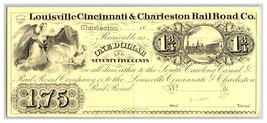 Louisville Cincinnati &amp; Charleston Railroad Company 1800s $1.75 Reprint - £3.11 GBP