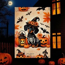 Halloween Dachshund Garden Flag – 12x8 – Skeleton Costume with Pumpkins ... - $222.38 MXN