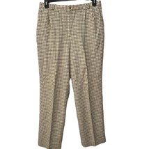 Vintage Pendleton Wool Plaid Check Pants Size 16 Beige Gingham Lined Pleated  - £38.20 GBP