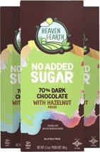 Heaven &amp; Earth No Sugar Added Dark Chocolate Bars 70% Cocoa 3.5oz 3 Pack... - $51.12 CAD