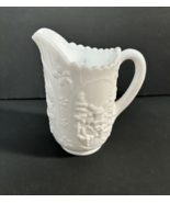 Vintage Imperial White Milk Glass Pitcher With Windmills &amp; Flowers ~  6 ... - $9.90