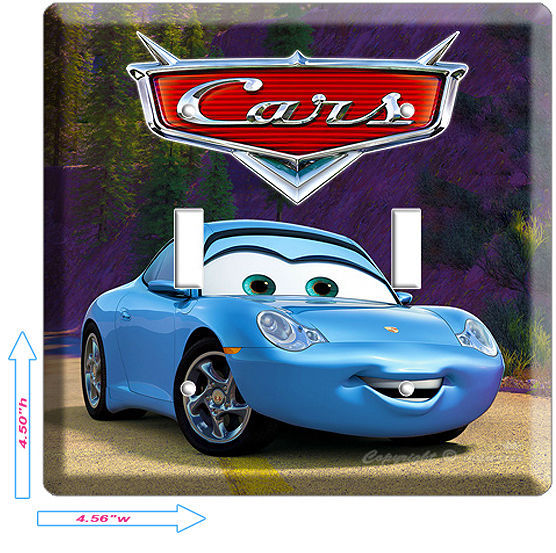 DISNEY'S CARS 2 SALLY PORSCHE DOUBLE LIGHT SWITCH WALLPLATE COVER BEDROOM DECOR