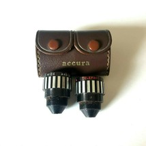 Accura Telephoto &amp; Wide Angle Aux Lens Set w Twin Case VTG Brown Leather 1950s - £15.13 GBP