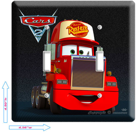 DISNEY'S CARS 2 MACK THE TRUCK DOUBLE LIGHT SWITCH WALL PLATE COVER BOYS BEDROOM
