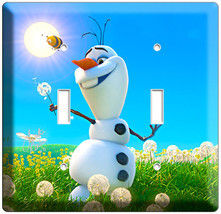 Disney Frozen Olaf Snowman Dreaming Of Summer Double Light Switch Plate Bedroom - £11.98 GBP