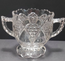 vintage early American pressed glass scalloped diamond sugar jar bowl 2 ... - £7.46 GBP