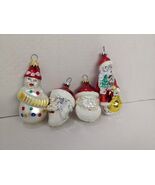 Lot Of (4) Vintage German Christmas Santa Clause And Snowman Glass Ornam... - $62.19 CAD