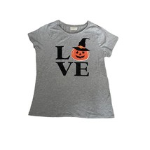 Bobbie Brooks Womens Gray LOVE Halloween T-shirt XL - £7.72 GBP