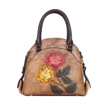 Retro Genuine Leather Cowhide Luxury Handbags 2022 New Hand Painted Wome... - £113.95 GBP