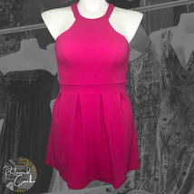 on twelfth Womens Fuchsia Pink Sleeveless Halter Pleated A-Line Mini Dre... - £23.45 GBP