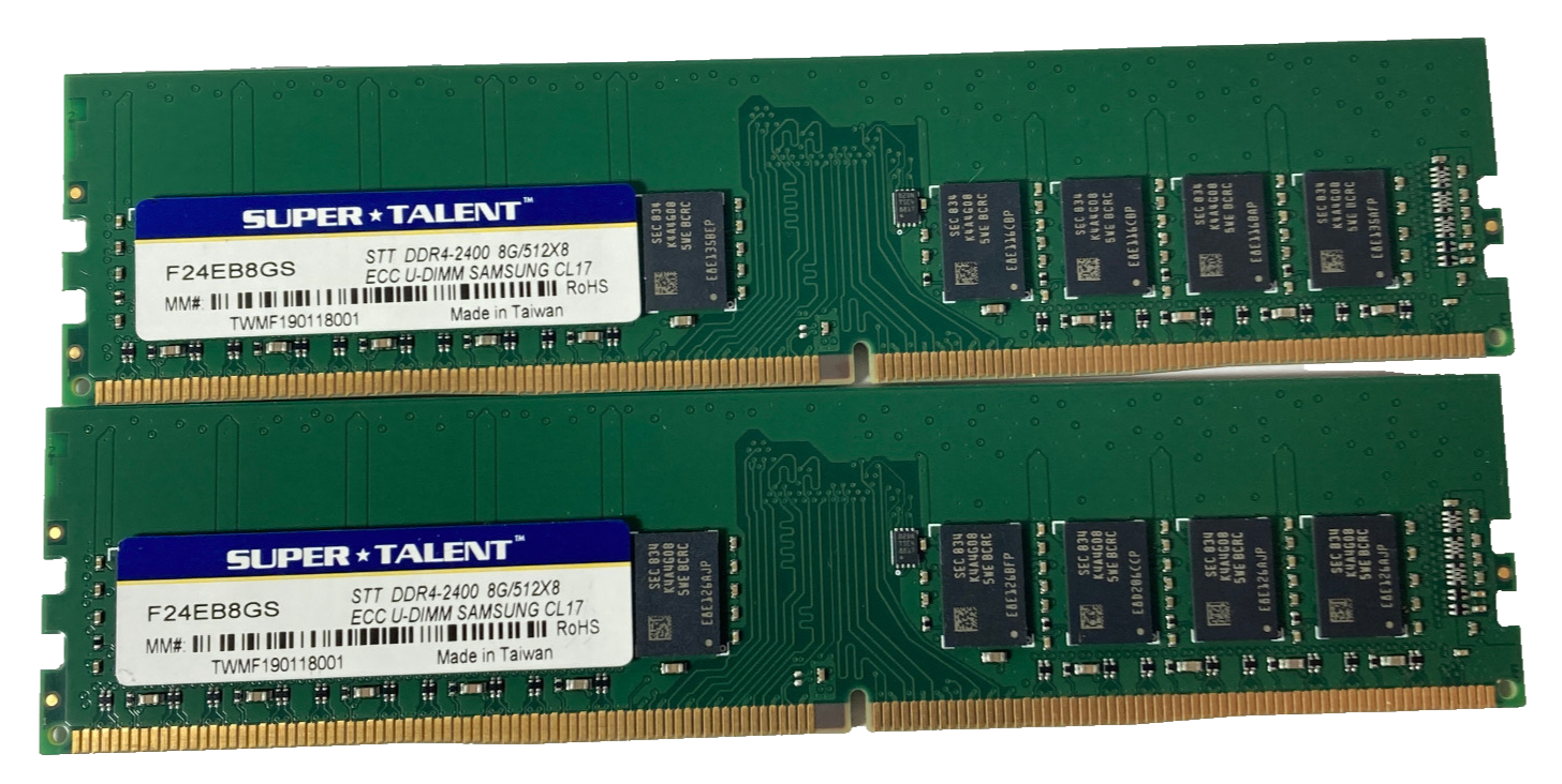 16GB 2x8GB Server Ram PC4-19200 DDR4 2400 DIMM Unbuffered 288Pin ECC F24... - $24.70