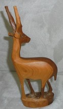 Vintage Wood African Statue Impala Antelope Gazelle Deer Hand Carved Home Decor - £12.56 GBP
