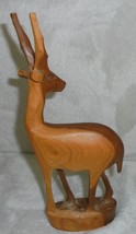 Vintage Wood African Statue Impala Antelope Gazelle Deer Hand Carved Hom... - $295.08 MXN