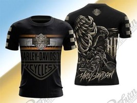 SALE!!_T-Shirt 3D Harley-Davidson Black  All Over Print Size S-5XL - £11.16 GBP+