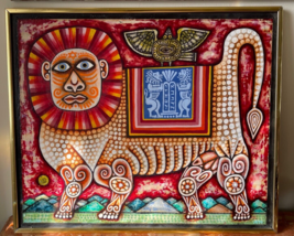 Listed Artist Rex Clawson Jewish Lion of Judah 1979 Mixed Media on Board - £1,189.13 GBP