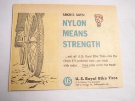 1963 Color Ad U.S. Royal Bike Tires Indianapolis, Ind. Archie from Archi... - $7.99