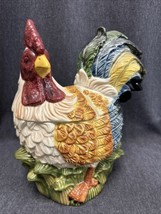 Rooster Cookie Jar Colorful Chicken Good Condition Farmhouse Decor - $26.73