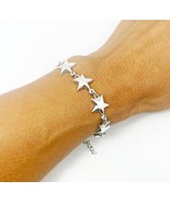 Puffy Star Linked Chain Bracelet 925 Sterling Silver, Handmade Holiday G... - €63,39 EUR
